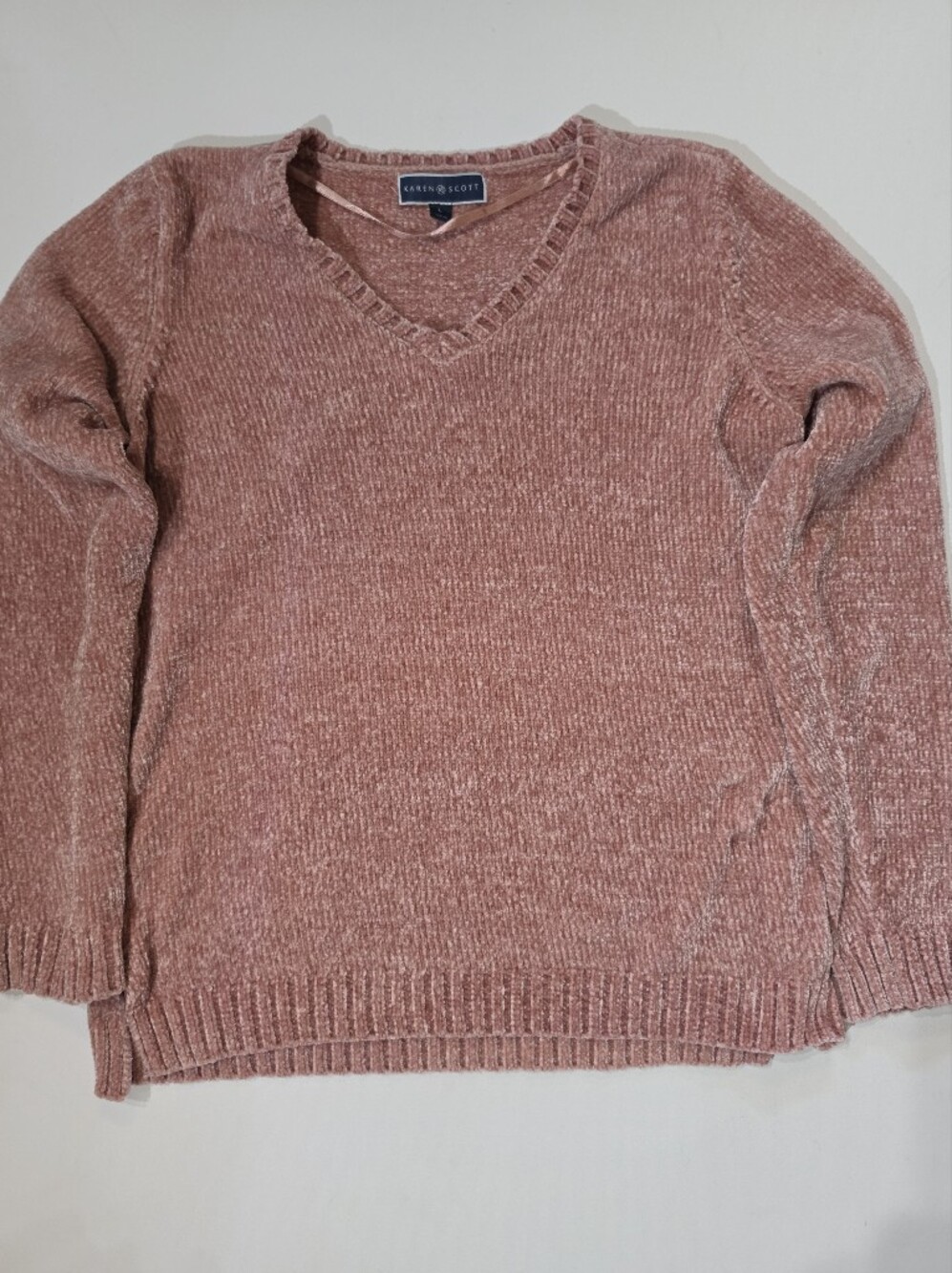 Karen Scott Sweater Womens Size Large Mauve Minimalist Preppy Fall Chic
